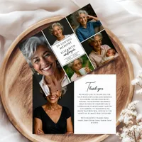 Modern Elegant Script 6-Photo Funeral/Memorial Thank You Card