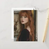Vintage Woman With Red Hair Postcard
