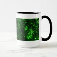 Snowflakes with Green Background Mug