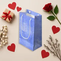 Playful Blue Cartoon Heart Pattern Design Small Gift Bag