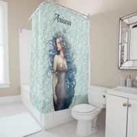 Beautiful Blue-Haired Mermaid  Shower Curtain