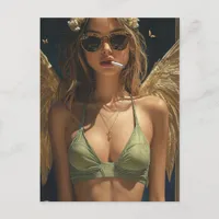 Beautiful Blond Smoking Angel Postcard