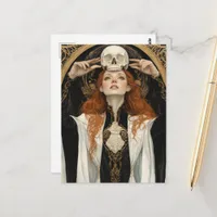 Red haired Goddess Woman With a Skull Postcard