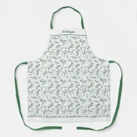 Rustic Evergreen Winter Pine Branches Personalized Apron