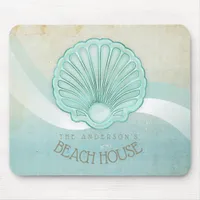 Beach House Clam Shell Aqua Blue ID623 Mouse Pad