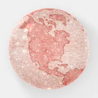 Metallic Rose Gold Glitter Pink Marble Globe Dome Paperweight