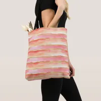 Watercolor Stripes Shades of Peach Pink Tangerine Tote Bag