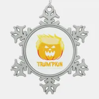 Halloween Trumpkin Funny Snowflake Pewter Christmas Ornament