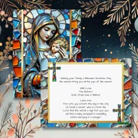 Stained Glass Mosaic | Mary and Jesus Christmas Postcard