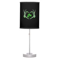 Skeleton Hand Heart Shamrock St Patricks Day Paddy Table Lamp