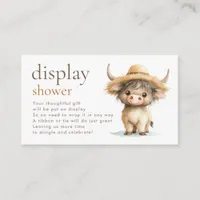Cute Highland Cow Display Baby Shower  Enclosure Card