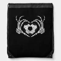 Soccer Heart Skeleton Hand Halloween Costume  Drawstring Bag