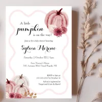 Little Pumpkin On The Way Pastel Pink Baby Shower Invitation