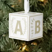 New Baby First Xmas Alphabet Letter Block White & Cube Ornament