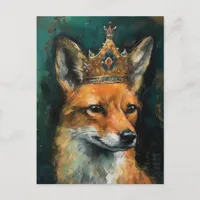 Cute Red Fox in a Crown Postcard