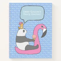 Cute Panda Riding a Flamingo Float Story Journal