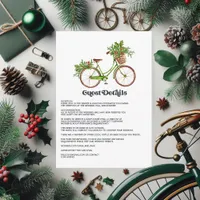 Retro Holly and Ivy Bicycle Wedding Guest Details Enclosure Card