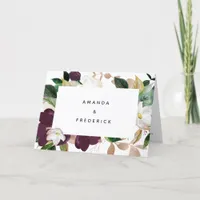 Dark Plum Velvet and White Spring Floral Wedding Program