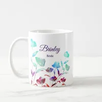 Watercolor Wildflower Bride Personalized Wedding Coffee Mug