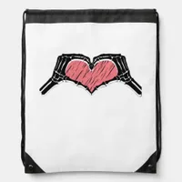 Skeleton Hand Heart Sign Valentines Day Classic Drawstring Bag