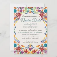 Nuestra Boda Flowers Botanical Spanish Wedding Invitation