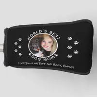 Best Dog Mom Custom Pet Photo Name Black Golf Head Cover