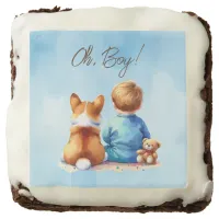 Baby Boy and his Corgi Puppy Baby Shower Brownie