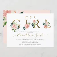 Pretty Pink Flowers Floral Girl Baby Shower Invitation