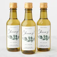 Bridal Shower Greenery Minimalist Handwriting Wine Label