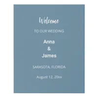 Modern Dusty Blue Wedding Welcome Faux Canvas Print