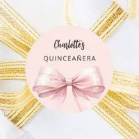 Bow pink Quinceanera Classic Round Sticker