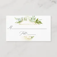 Watercolor Geometric Crystal Greenery Wedding Place Card