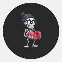 Funny Skeleton Men Women Skeleton Heart Valentines Classic Round Sticker