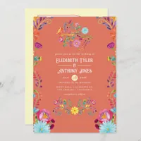 Terracotta & Cream Floral Mexican Fiesta Wedding Invitation