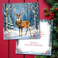 Christmas Deer in Festive Winter Forest Card