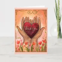 Magical Hands holding Heart thank you card