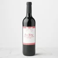 Ciao Baby! Italian Red GIngham Bow Baby Shower Wine Label