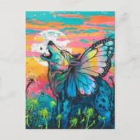 Fantasy Butterfly Wolf Postcard