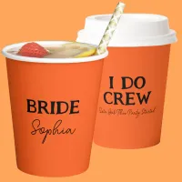 Halloween Bachelorette Party | Brides Name Orange Paper Cups