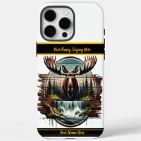 Majestic moose by a serene waterfall at dawn iPhone 16 pro max case