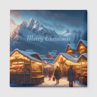 Christmas market in the mountains - custom magnet