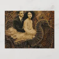 Seahorse Adventures Retro Mixed Media Postcard