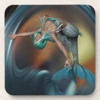 Cute Mermaid Joyfully Swimming  Coaster