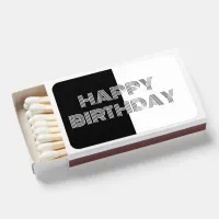 Happy Birthday Op Art Black White Elegant Stylish Matchboxes