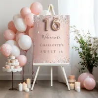 Sweet 16 rose gold silver welcome foam board