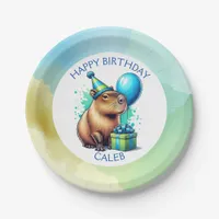  Capybara Themed Boy's Birthday Party Personalized Paper Plates