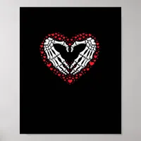 Skeleton Hand Heart Valentines Day Funny Couple Cu Poster