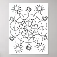 Poster - Circles and Stars Mandala to Color