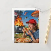 Eat Pizza and Ignore the American Dumpster Fire Postcard