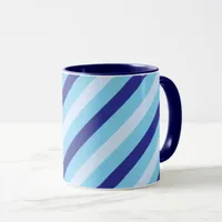 Striped Navy Blue, White And Turquoise Mug